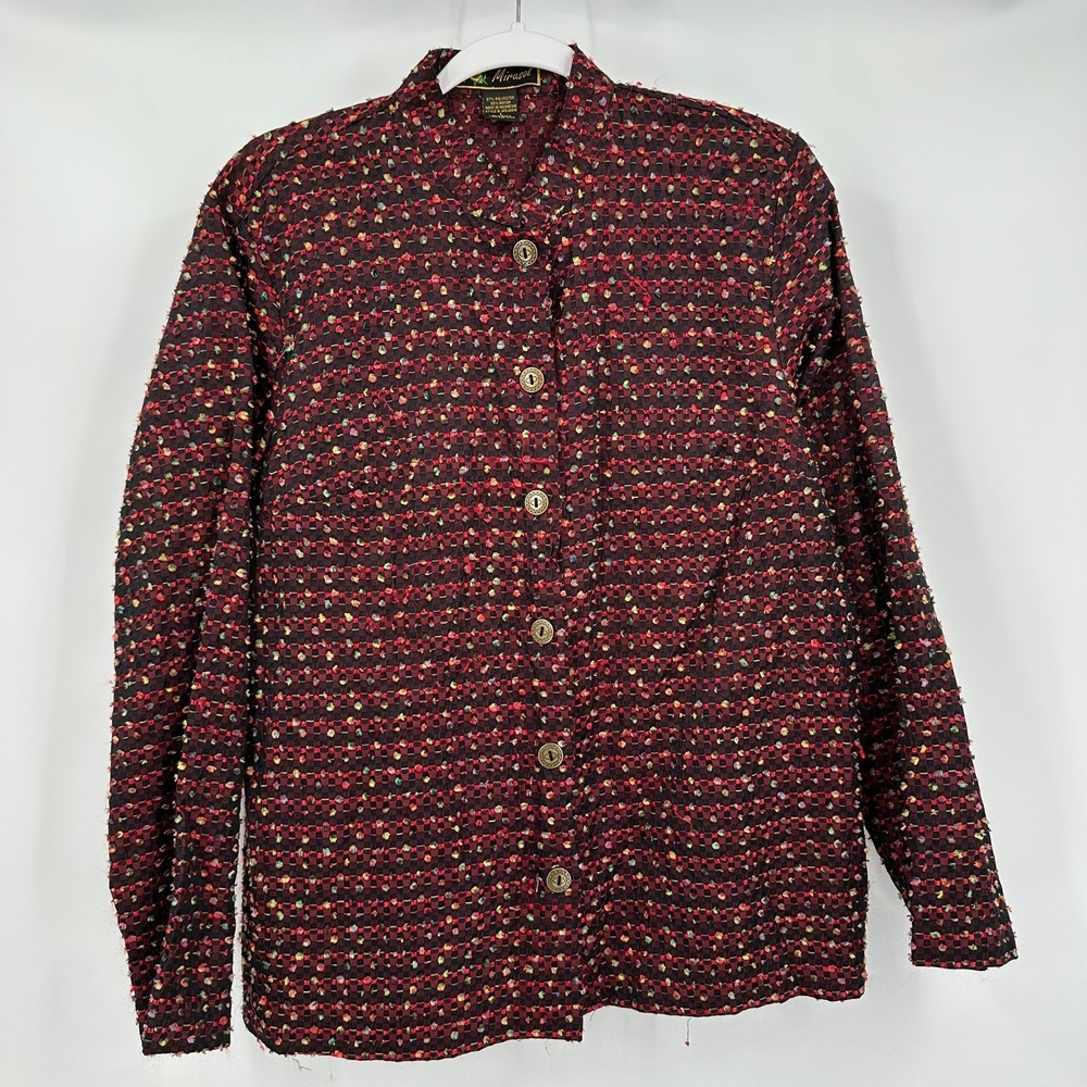 Mirasol Women Vintage Boho Woven Jacket Sz L Art To Wear Eclectic Indie Speckled